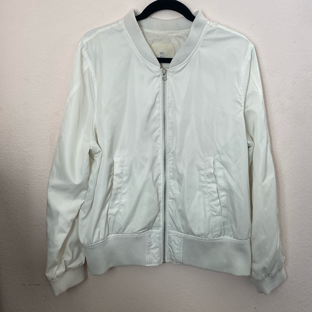 Hei Hei Anthropologie White Bomber Jacket